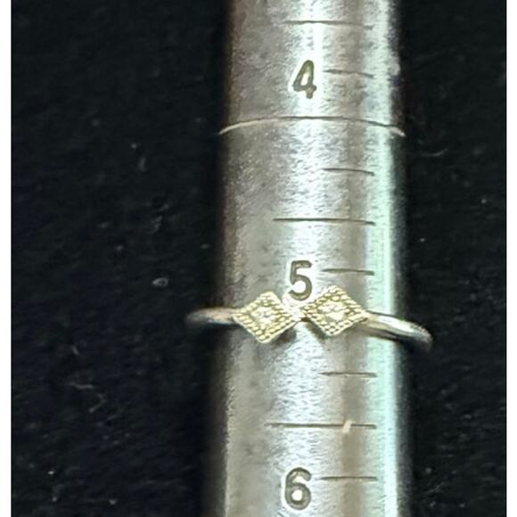 Cham Sterling Silver Double Squares With Milgrain Set Crystals Open Top Size 5 - Picture 4 of 8